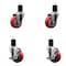 Service Caster 3.5'' SS Red Poly Wheel Swivel 1-3/4'' Expanding Stem Caster Set 2 Brakes, 4PK SCC-SSEX20S3514-PPUB-RED-2-TLB-2-134 - alternate 1